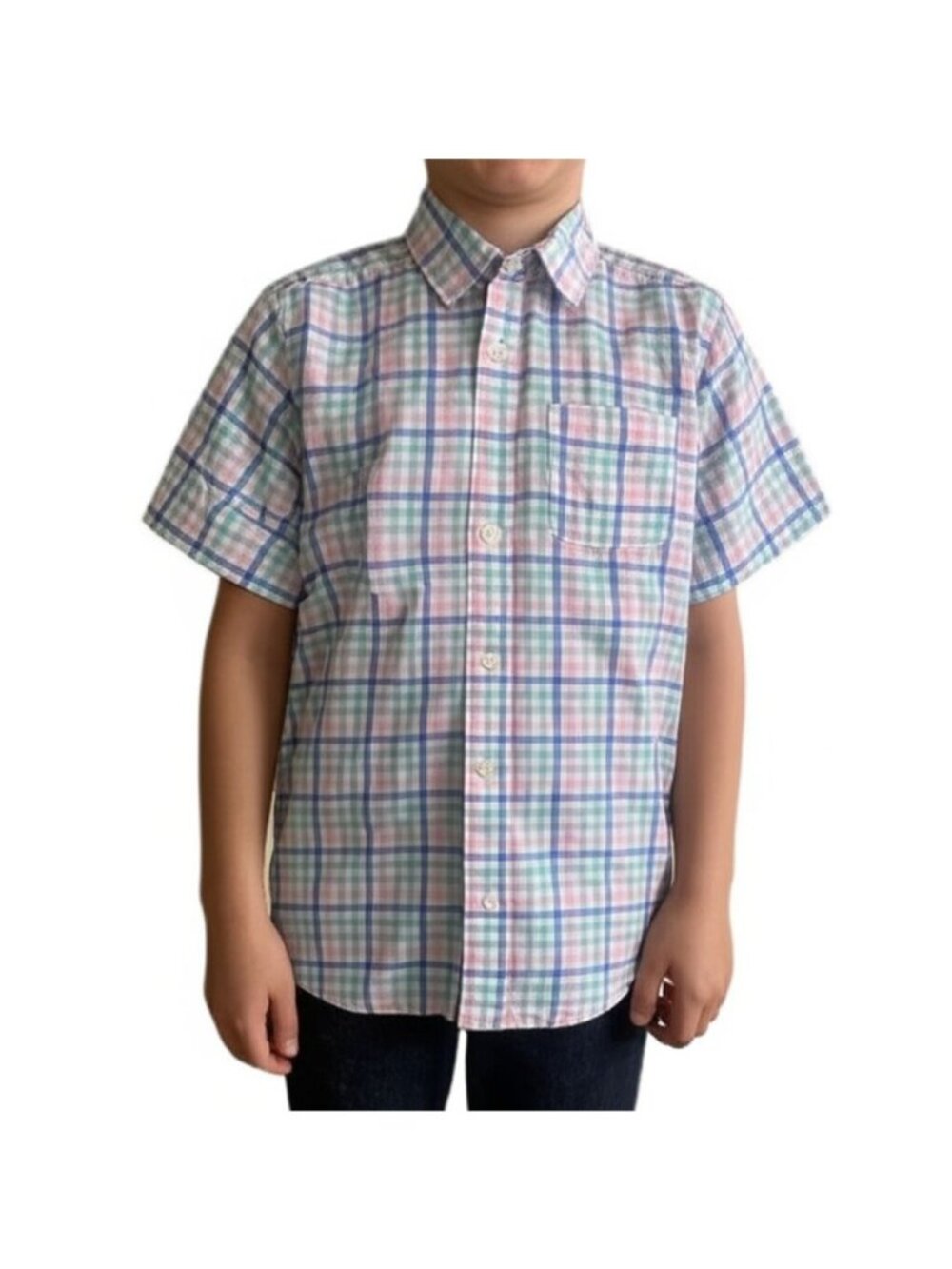 Children's Place Boys Button Down Shirt Size L 10/12 Pastel Striped Easter Sprin